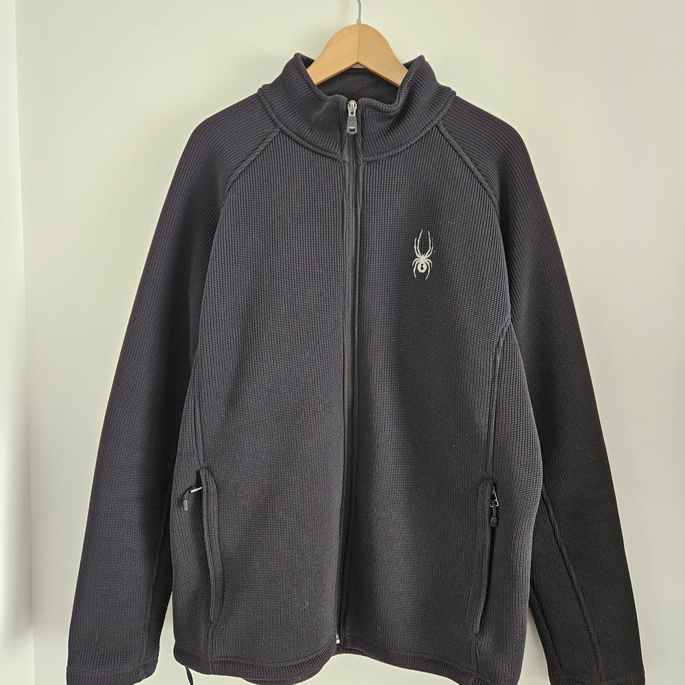 Spyder Core Sweater Jacket Mens XL Full Zip Fleece Lined Knit Black